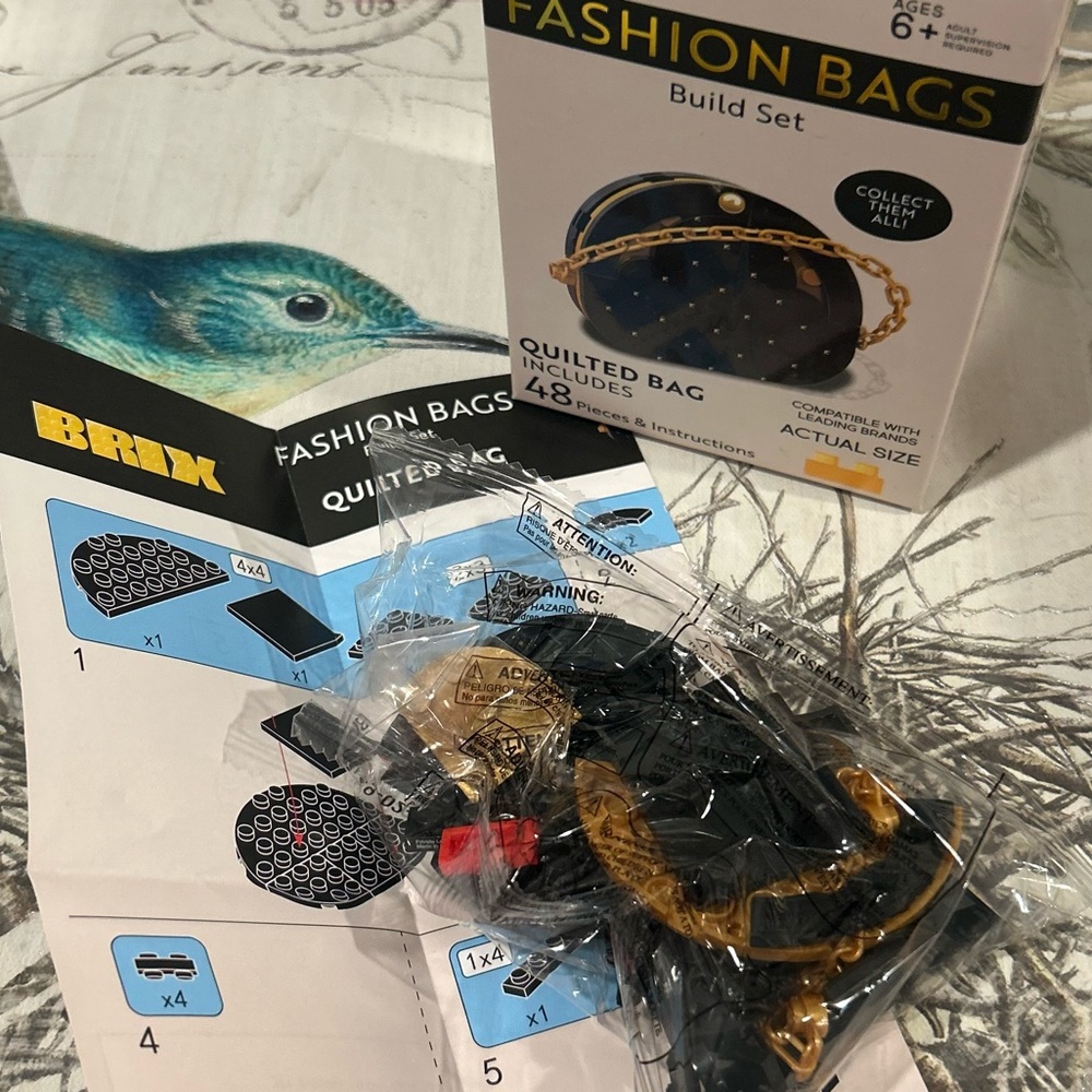 New BRIX Fashion Bags Building Blocks Set Black Quilted Bag Adult & Kids Kit - Picture 3 of 3